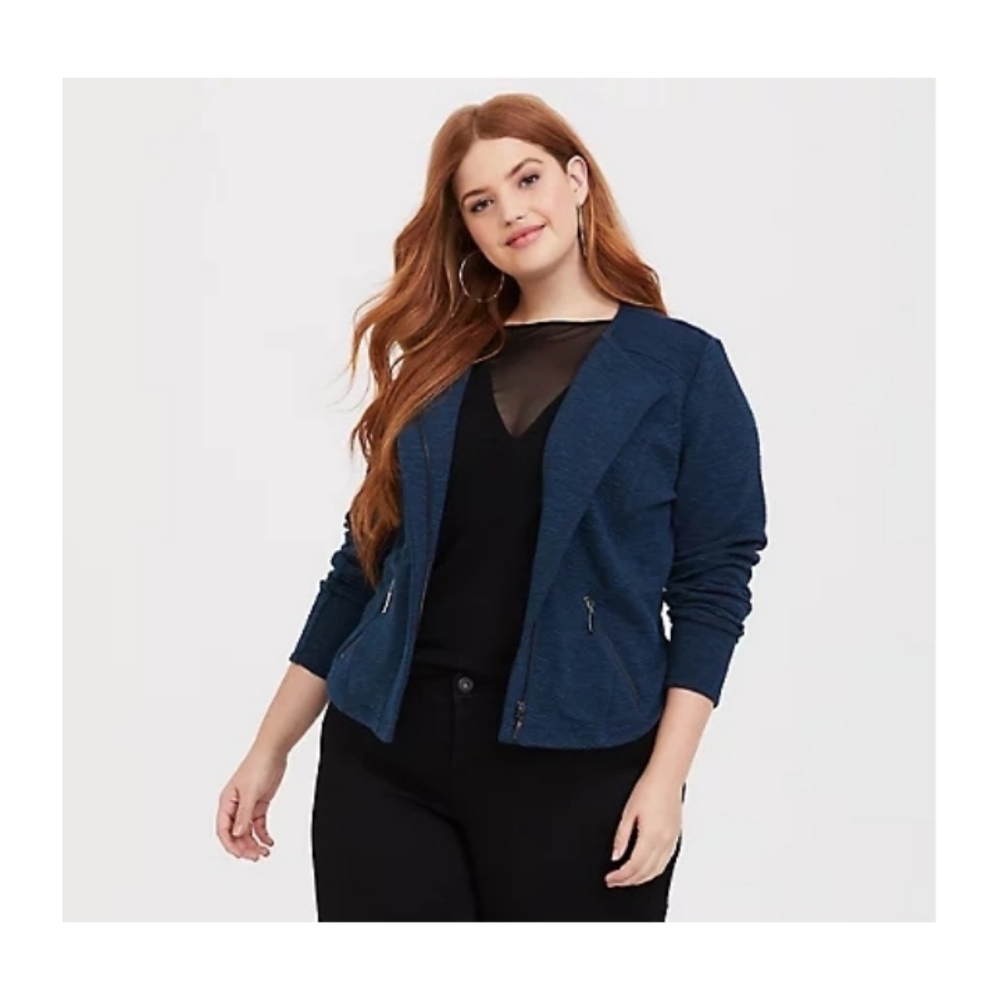 COPY - BOGO $5 Blue Knit Moto Jacket